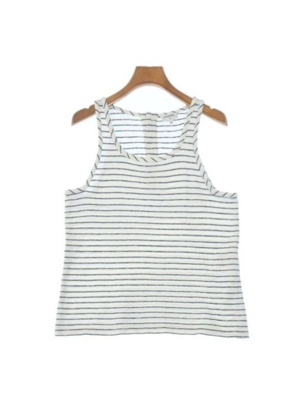 Chanel Tank Top Cotton White Navy Blue
